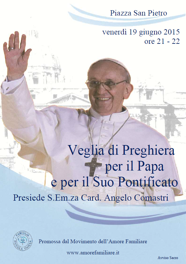 Veglia di preghiera per il Papa 2015